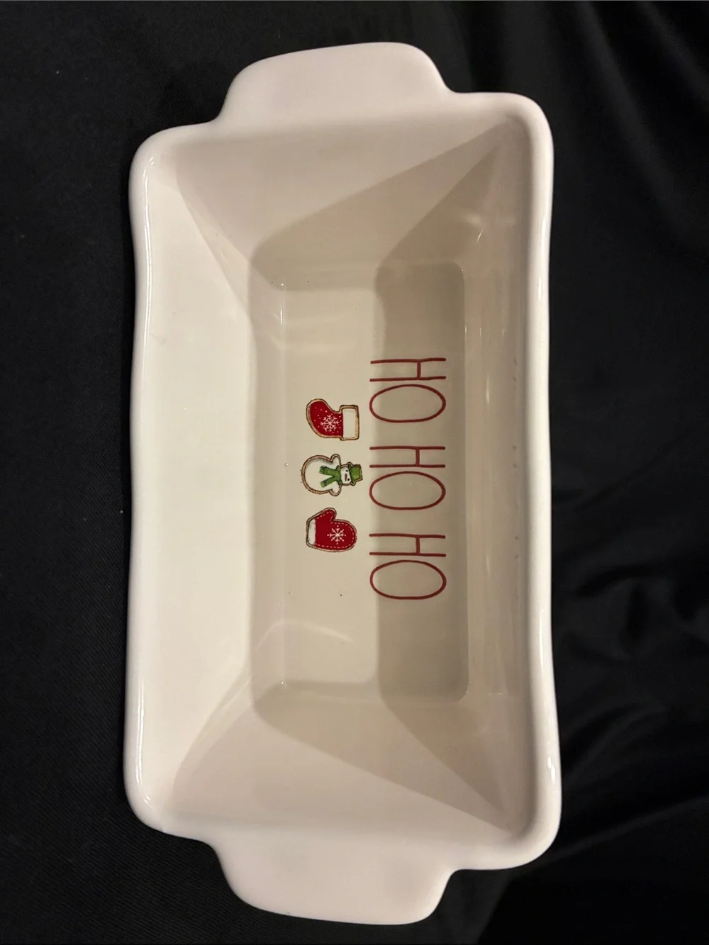 RAE DUNN MAGENTA HO HO HO CERAMIC DISH LOAF PAN GIFT IDEA CHRISTMAS DECOR WHITE